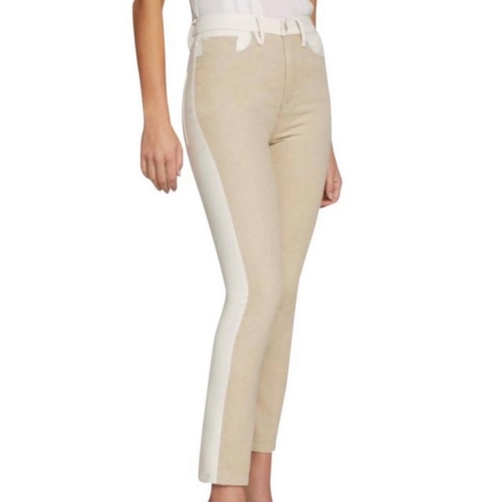 🆕 Good American Good Classic Faux Leather Color Block Straight Leg Jeans